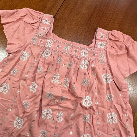 Torrid Linen Eyelet Tunic Embroidered Size XL Square Neck Flutter Boho Hippie - Picture 4 of 15